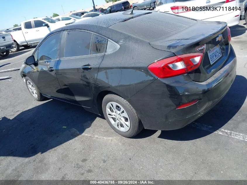 2019 Chevrolet Cruze Ls VIN: 1G1BC5SM3K7118494 Lot: 40436785