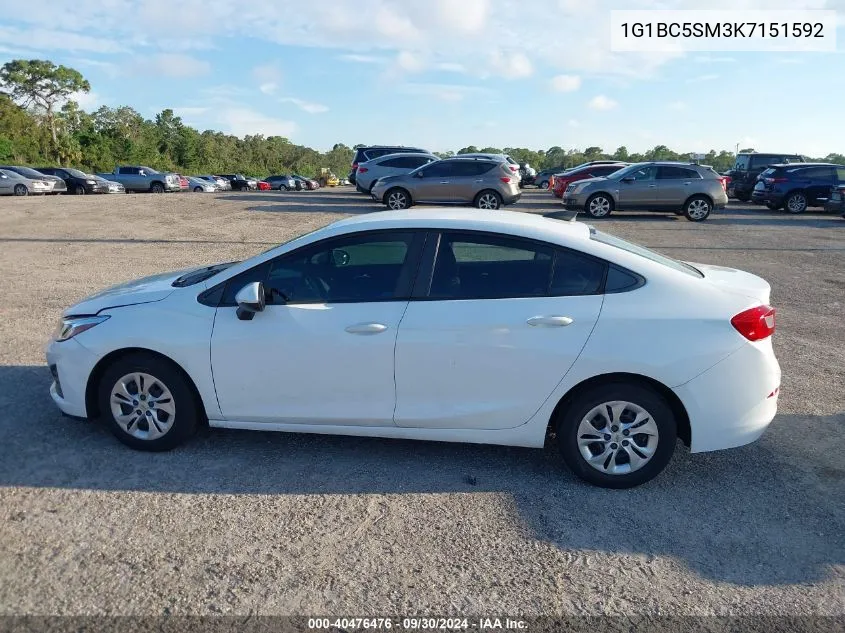 2019 Chevrolet Cruze Ls VIN: 1G1BC5SM3K7151592 Lot: 40476476