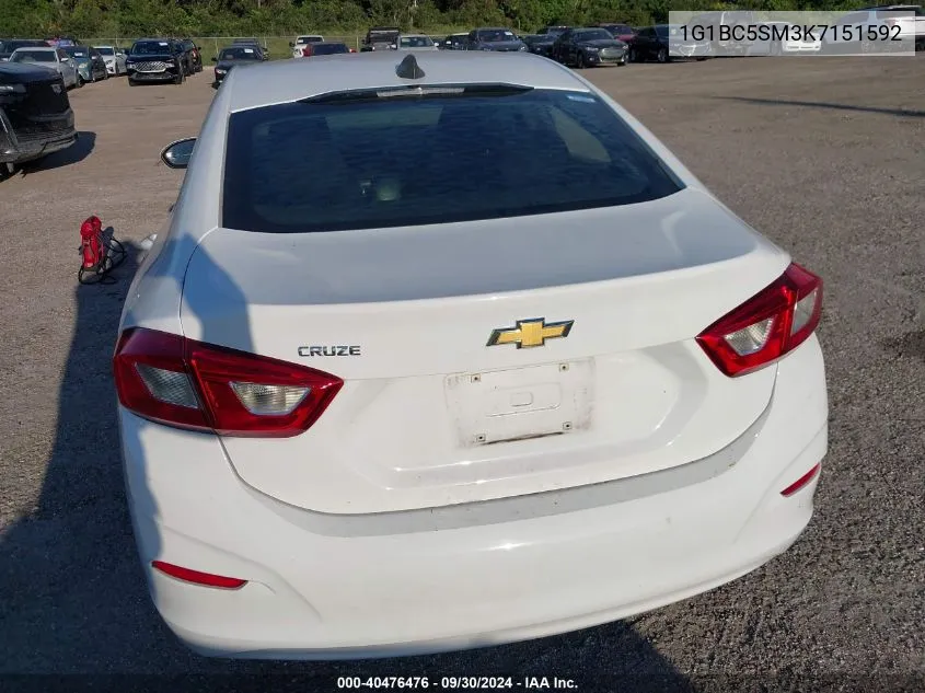 2019 Chevrolet Cruze Ls VIN: 1G1BC5SM3K7151592 Lot: 40476476