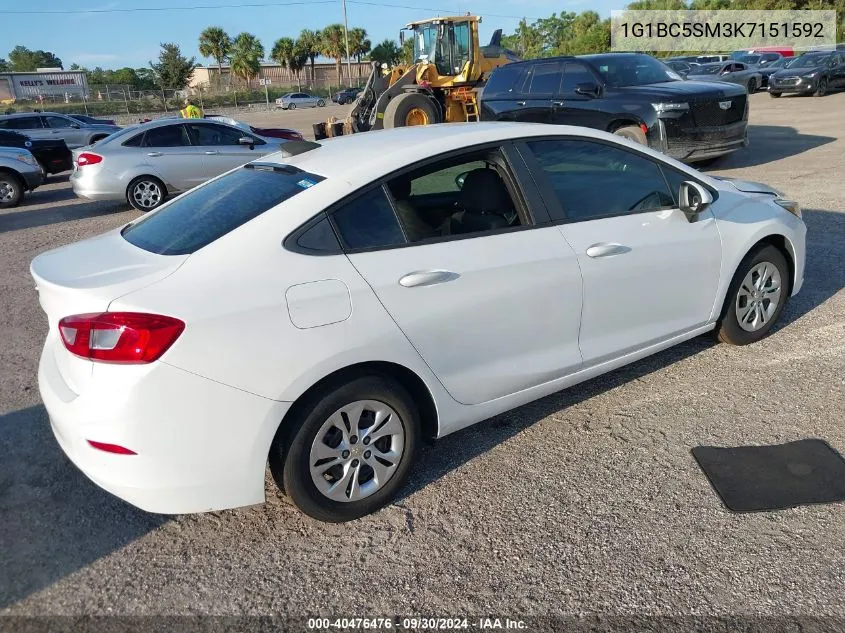 2019 Chevrolet Cruze Ls VIN: 1G1BC5SM3K7151592 Lot: 40476476