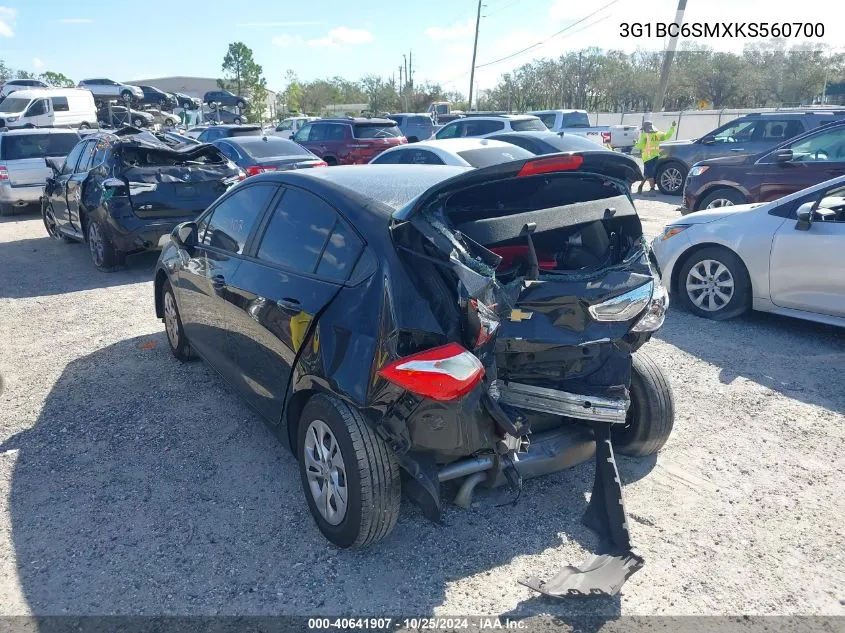 2019 Chevrolet Cruze Ls VIN: 3G1BC6SMXKS560700 Lot: 40641907