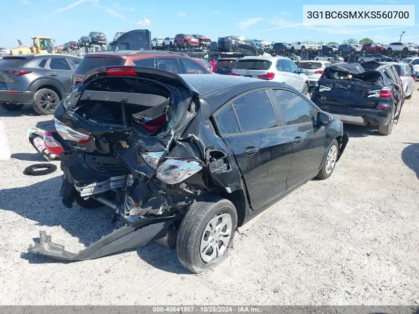 2019 Chevrolet Cruze Ls VIN: 3G1BC6SMXKS560700 Lot: 40641907