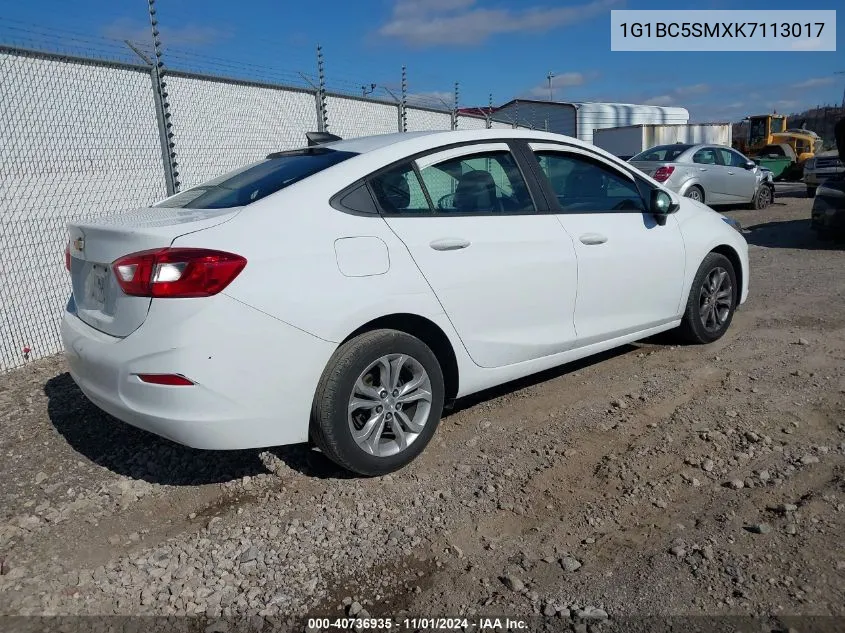 2019 Chevrolet Cruze Ls VIN: 1G1BC5SMXK7113017 Lot: 40736935