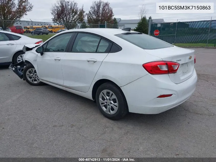 2019 Chevrolet Cruze Ls VIN: 1G1BC5SM3K7150863 Lot: 40742913