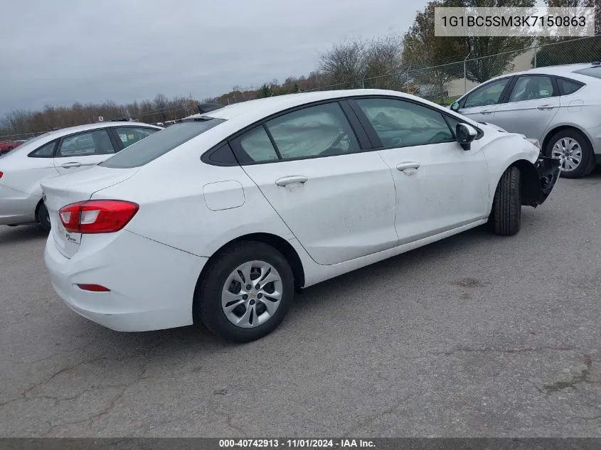 2019 Chevrolet Cruze Ls VIN: 1G1BC5SM3K7150863 Lot: 40742913