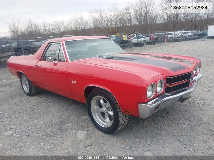 1970 Chevrolet El Camino VIN: 136800B152984 Lot: 40881839