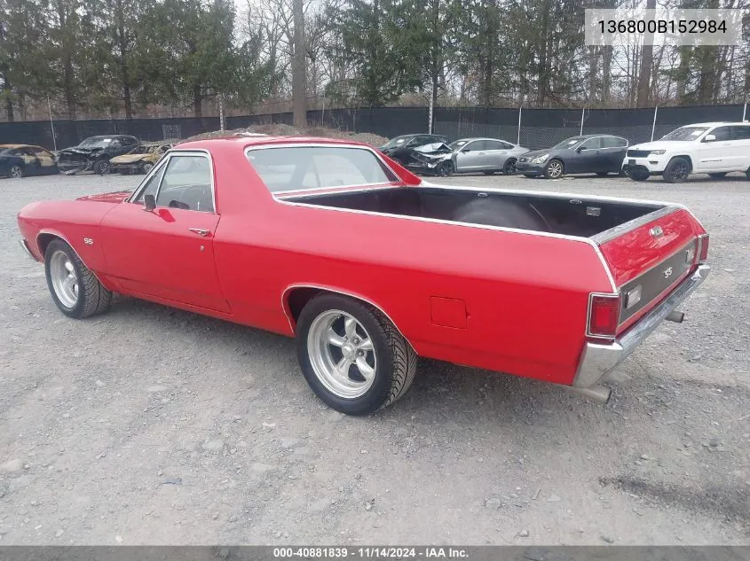 1970 Chevrolet El Camino VIN: 136800B152984 Lot: 40881839