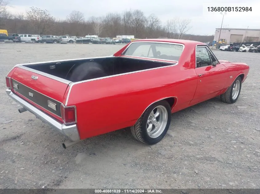 1970 Chevrolet El Camino VIN: 136800B152984 Lot: 40881839