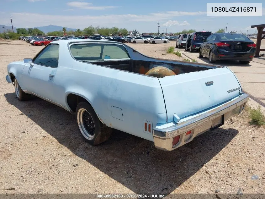 1975 Chevrolet El Camino VIN: 1D80L4Z416871 Lot: 39962160