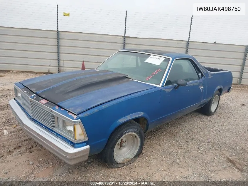 1984 Chevrolet El Camino VIN: IW80JAK498750 Lot: 40679291