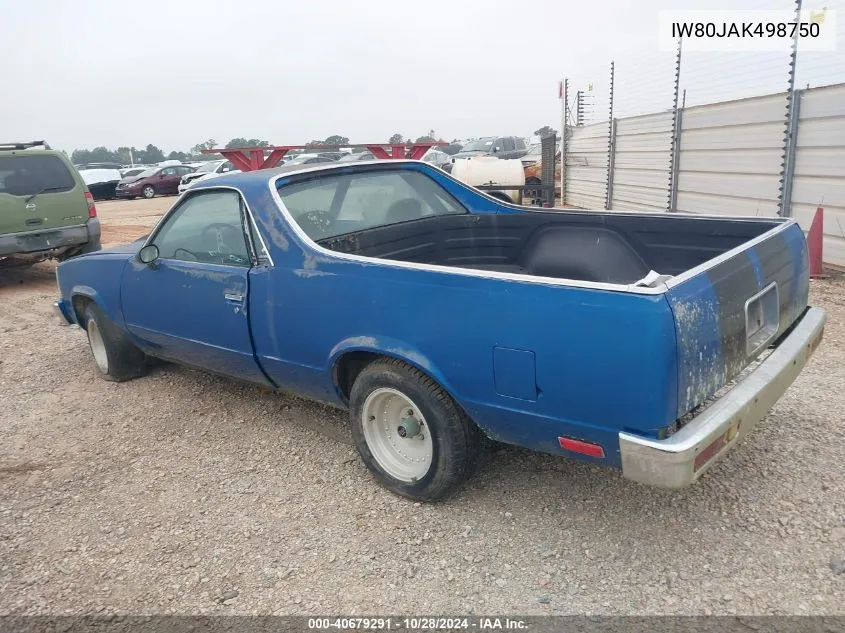 1984 Chevrolet El Camino VIN: IW80JAK498750 Lot: 40679291