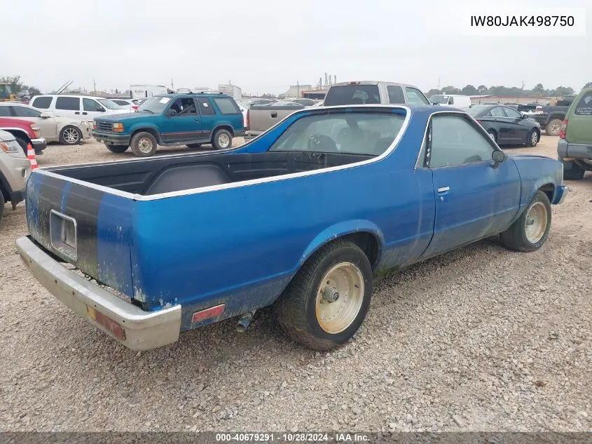 1984 Chevrolet El Camino VIN: IW80JAK498750 Lot: 40679291