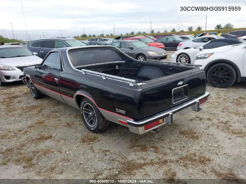 1986 Chevrolet El Camino VIN: 3GCCW80H3GS915959 Lot: 40509713