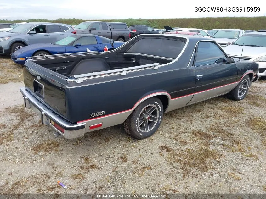 1986 Chevrolet El Camino VIN: 3GCCW80H3GS915959 Lot: 40509713