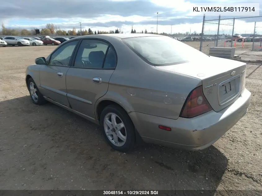 2004 Chevrolet Epica Lt VIN: KL1VM52L54B117914 Lot: 30048154