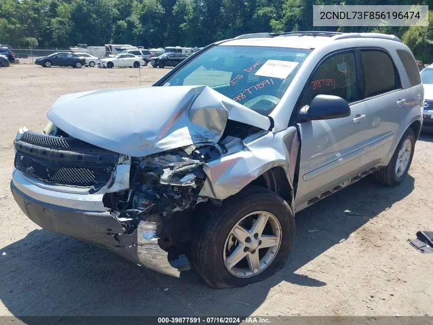 2005 Chevrolet Equinox Lt VIN: 2CNDL73F856196474 Lot: 39877591