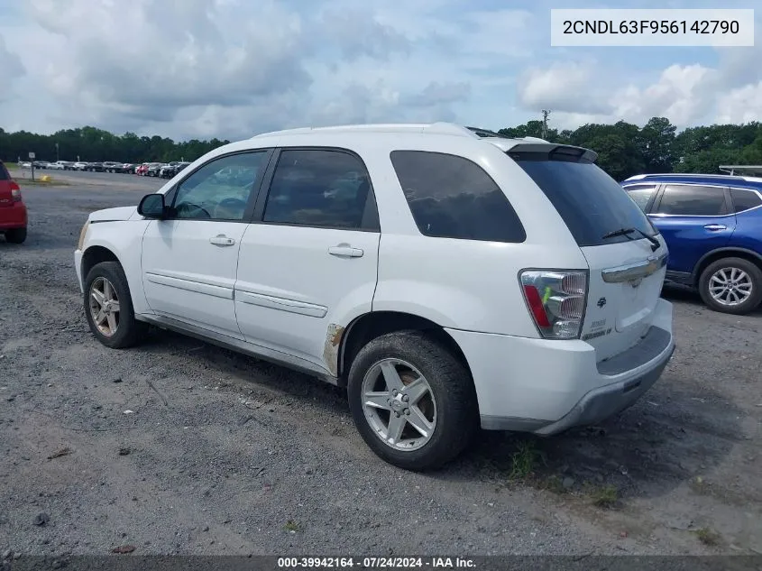 2005 Chevrolet Equinox Lt VIN: 2CNDL63F956142790 Lot: 39942164