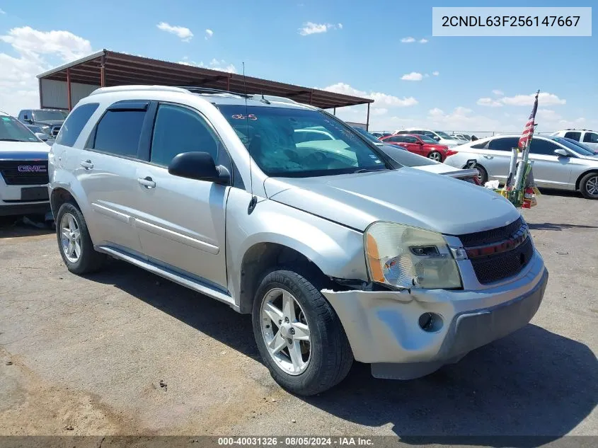 2005 Chevrolet Equinox Lt VIN: 2CNDL63F256147667 Lot: 40031326