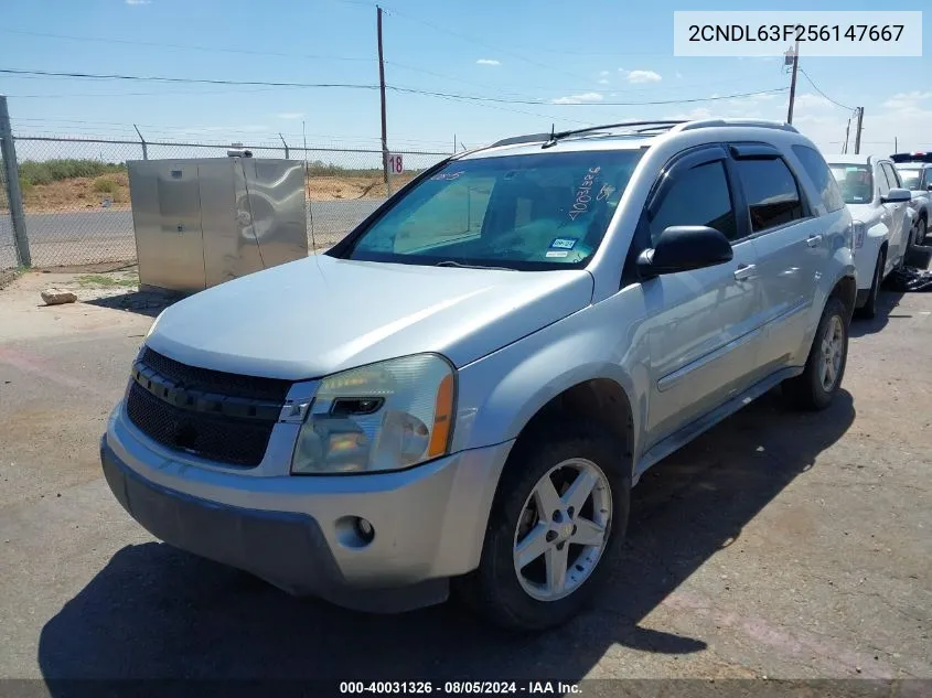 2005 Chevrolet Equinox Lt VIN: 2CNDL63F256147667 Lot: 40031326