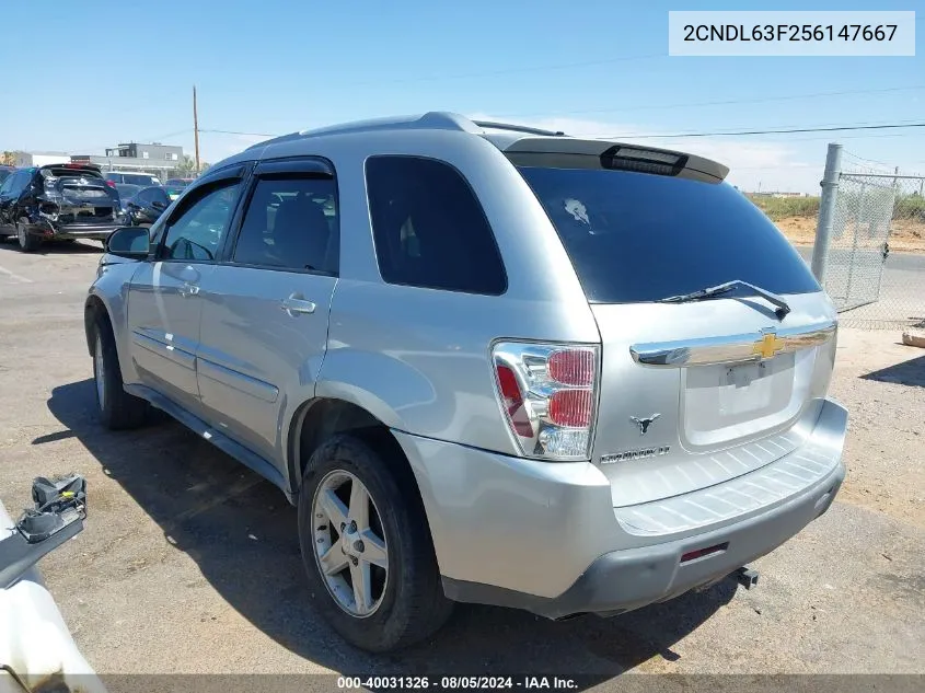 2005 Chevrolet Equinox Lt VIN: 2CNDL63F256147667 Lot: 40031326