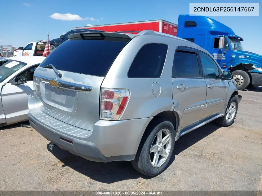 2005 Chevrolet Equinox Lt VIN: 2CNDL63F256147667 Lot: 40031326