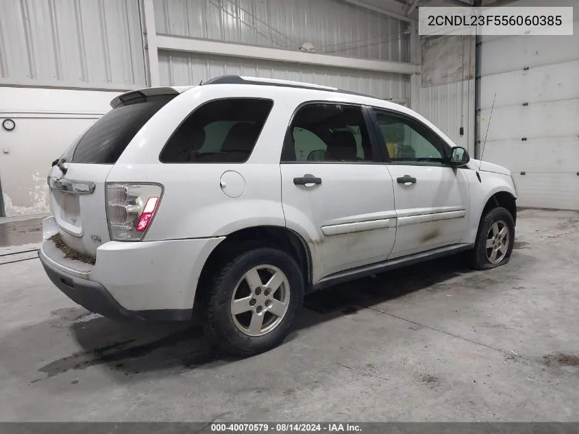 2005 Chevrolet Equinox Ls VIN: 2CNDL23F556060385 Lot: 40070579