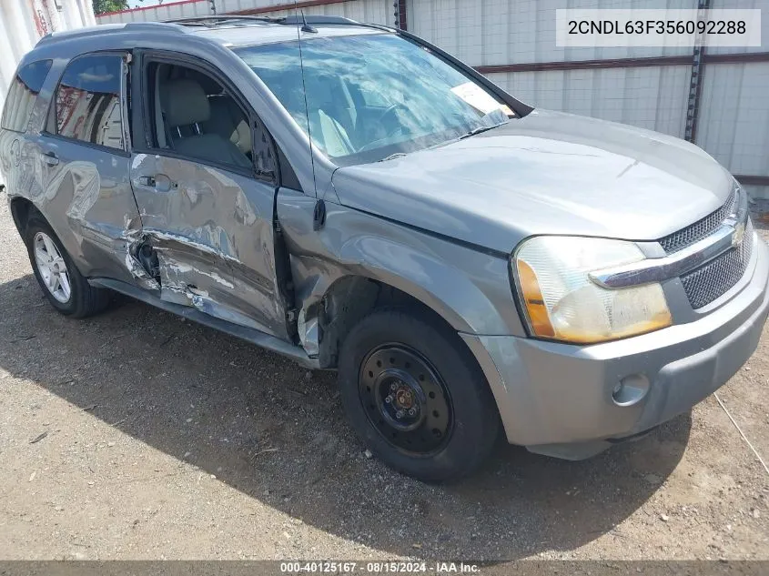 2005 Chevrolet Equinox Lt VIN: 2CNDL63F356092288 Lot: 40125167