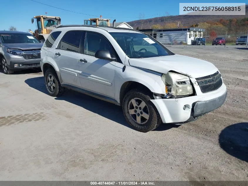 2005 Chevrolet Equinox Ls VIN: 2CNDL23F756058315 Lot: 40744047