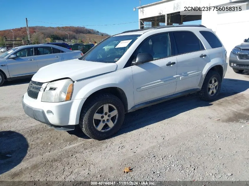 2005 Chevrolet Equinox Ls VIN: 2CNDL23F756058315 Lot: 40744047