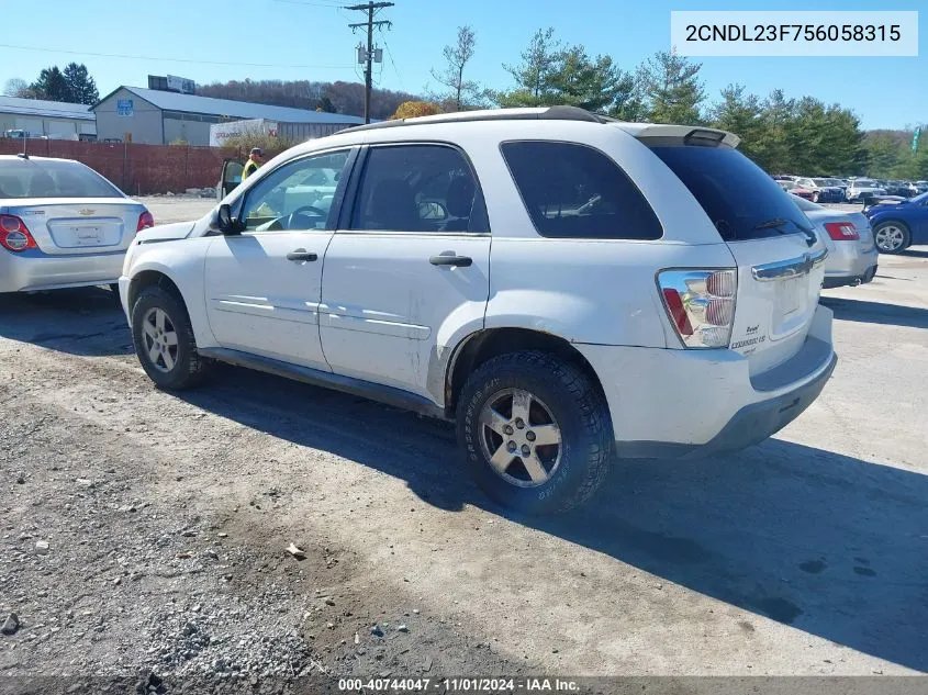 2005 Chevrolet Equinox Ls VIN: 2CNDL23F756058315 Lot: 40744047