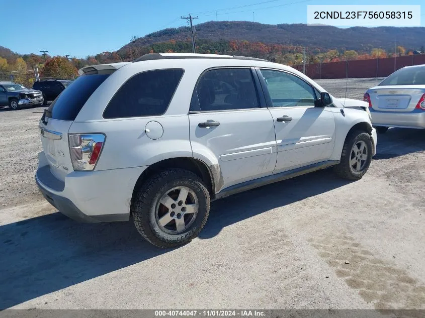 2005 Chevrolet Equinox Ls VIN: 2CNDL23F756058315 Lot: 40744047