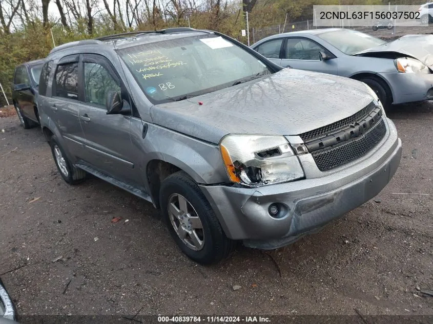 2005 Chevrolet Equinox Lt VIN: 2CNDL63F156037502 Lot: 40839784