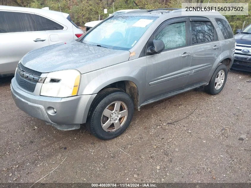 2005 Chevrolet Equinox Lt VIN: 2CNDL63F156037502 Lot: 40839784