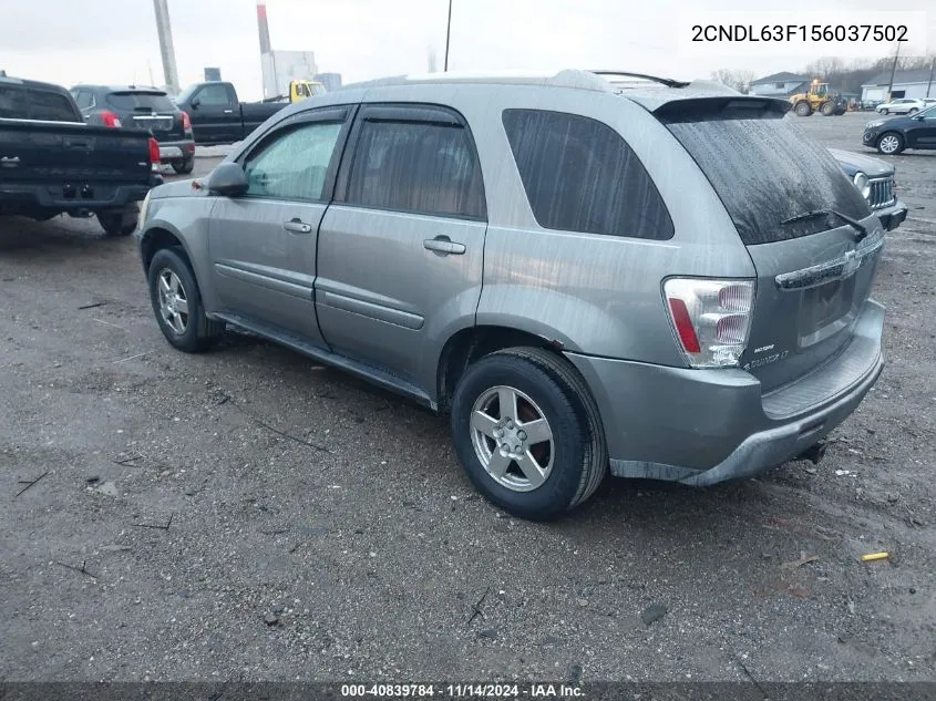 2005 Chevrolet Equinox Lt VIN: 2CNDL63F156037502 Lot: 40839784