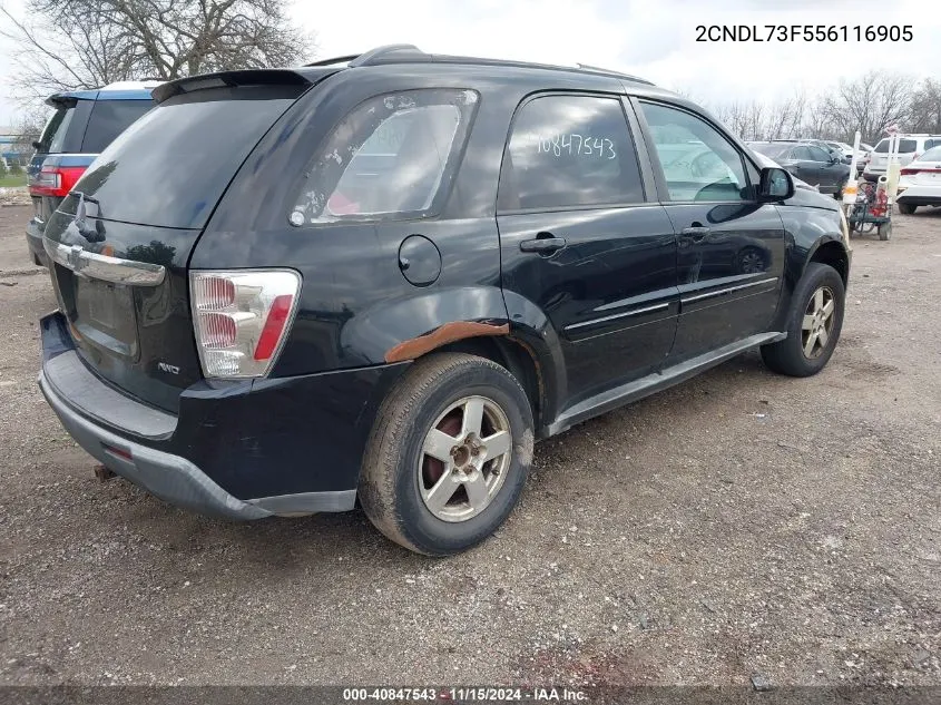 2005 Chevrolet Equinox Lt VIN: 2CNDL73F556116905 Lot: 40847543