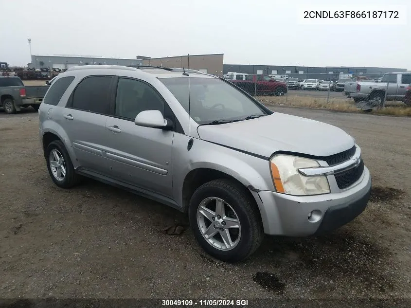 2006 Chevrolet Equinox Lt VIN: 2CNDL63F866187172 Lot: 30049109