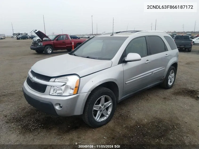 2006 Chevrolet Equinox Lt VIN: 2CNDL63F866187172 Lot: 30049109