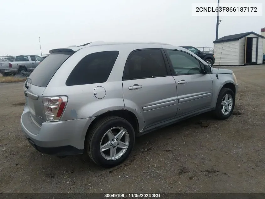 2006 Chevrolet Equinox Lt VIN: 2CNDL63F866187172 Lot: 30049109