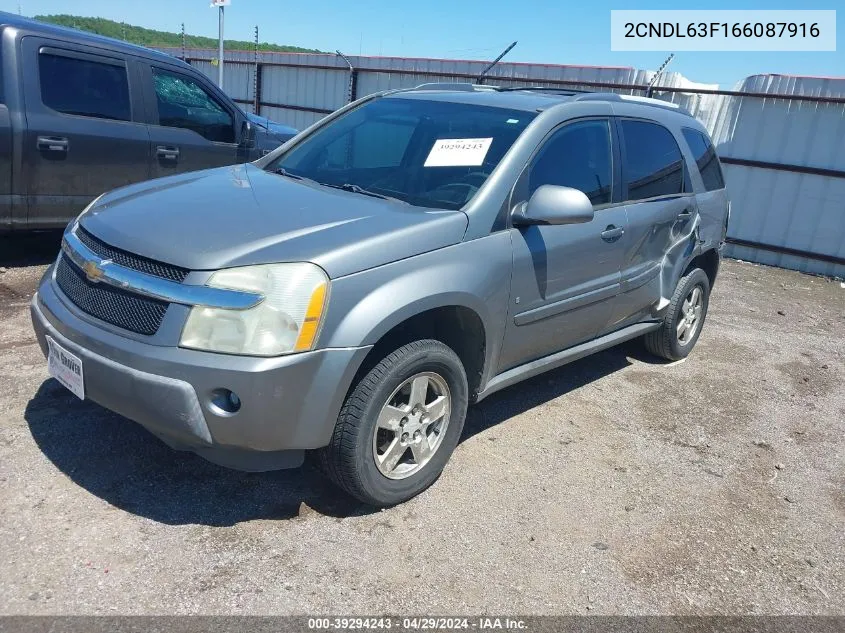 2006 Chevrolet Equinox Lt VIN: 2CNDL63F166087916 Lot: 39294243