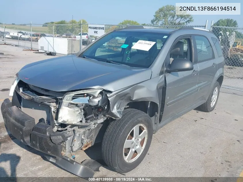 2CNDL13F866194514 2006 Chevrolet Equinox Ls