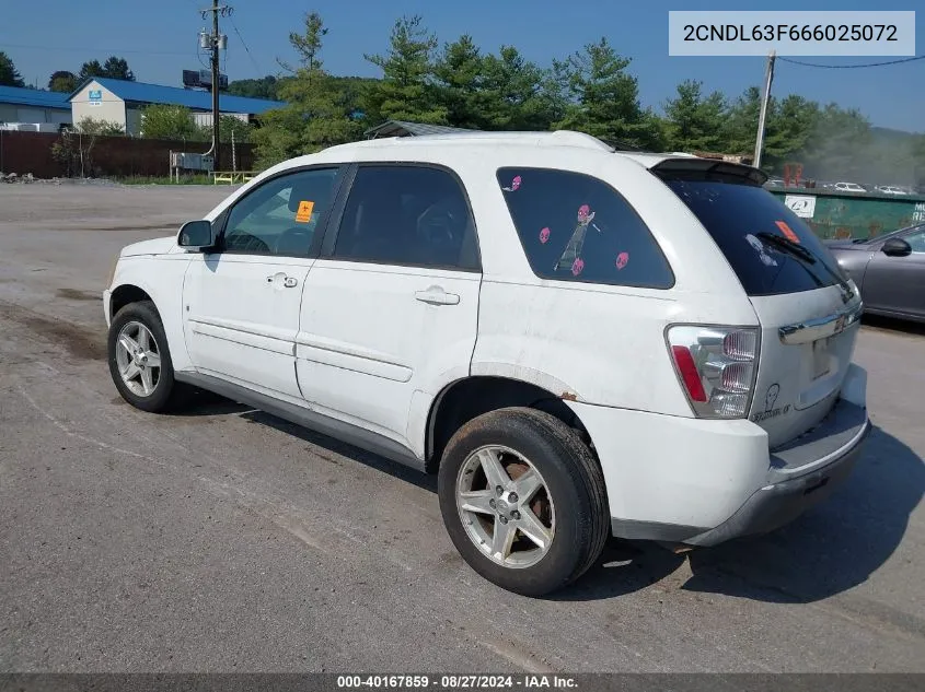 2006 Chevrolet Equinox Lt VIN: 2CNDL63F666025072 Lot: 40167859