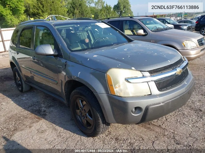 2006 Chevrolet Equinox Lt VIN: 2CNDL63F766113886 Lot: 40172444