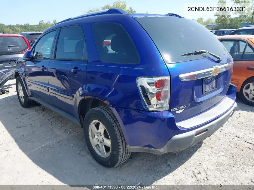 2006 Chevrolet Equinox Lt VIN: 2CNDL63F366163331 Lot: 40173593