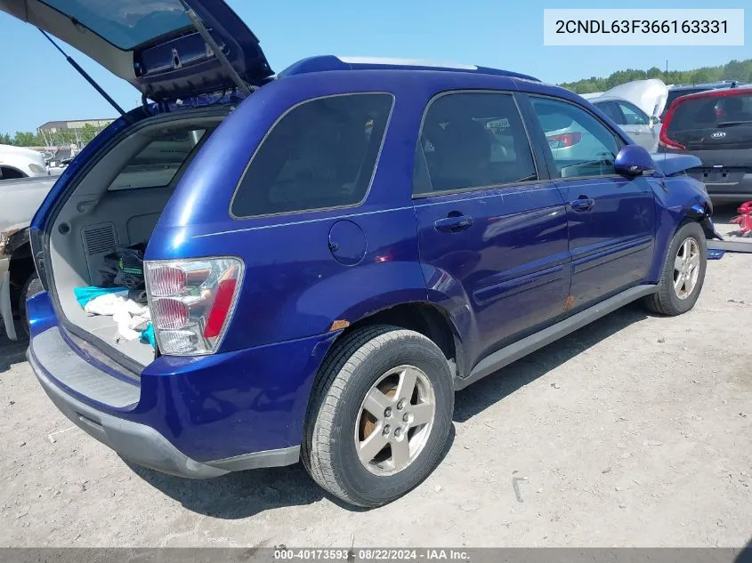 2006 Chevrolet Equinox Lt VIN: 2CNDL63F366163331 Lot: 40173593