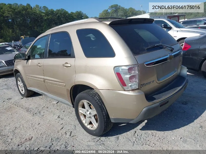 2006 Chevrolet Equinox Lt VIN: 2CNDL63F066175016 Lot: 40224905