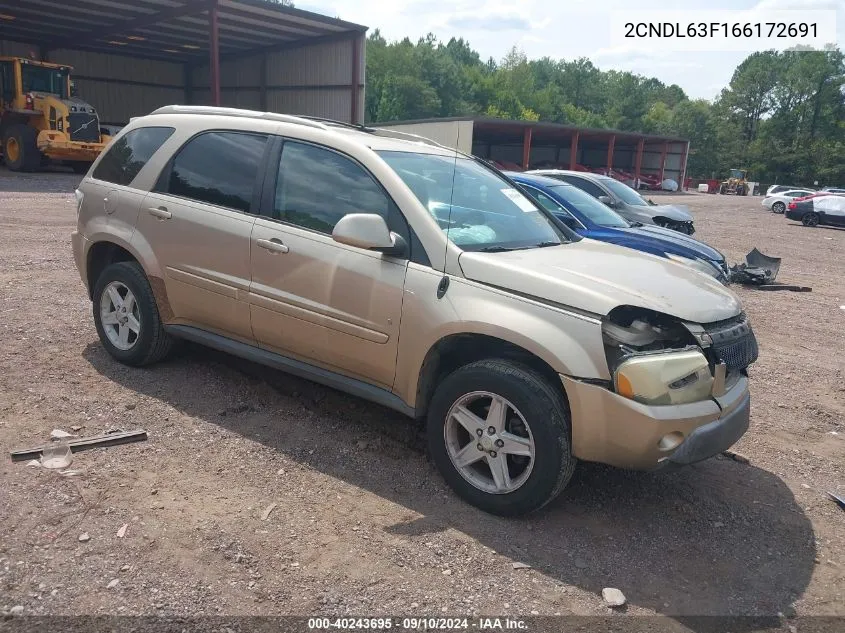 2006 Chevrolet Equinox Lt VIN: 2CNDL63F166172691 Lot: 40243695