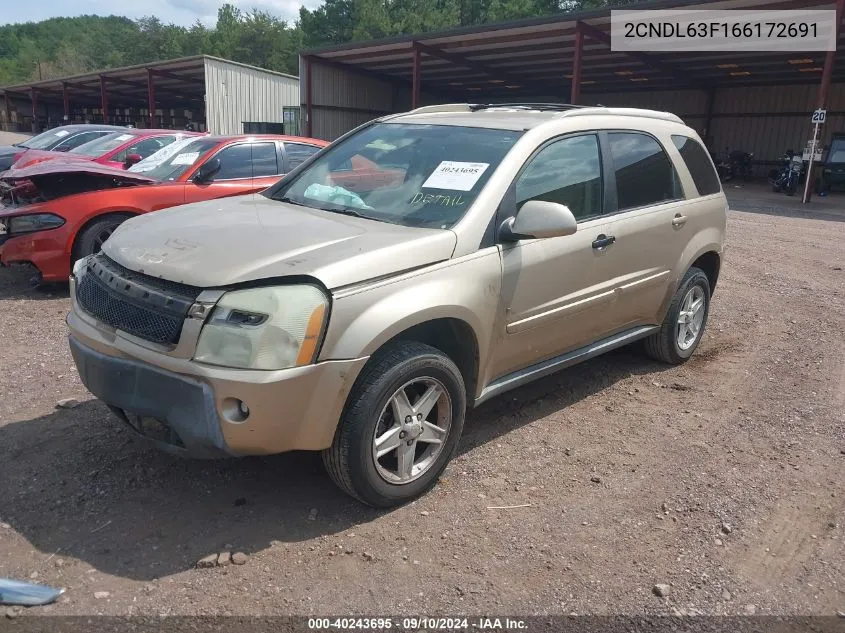 2006 Chevrolet Equinox Lt VIN: 2CNDL63F166172691 Lot: 40243695