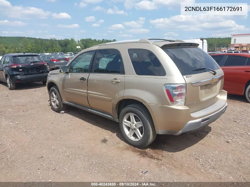 2006 Chevrolet Equinox Lt VIN: 2CNDL63F166172691 Lot: 40243695