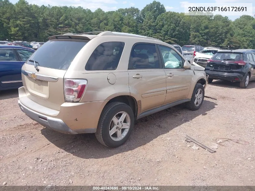 2006 Chevrolet Equinox Lt VIN: 2CNDL63F166172691 Lot: 40243695