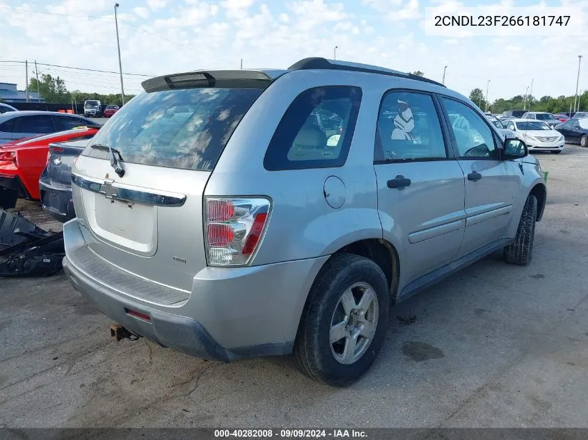 2006 Chevrolet Equinox Ls VIN: 2CNDL23F266181747 Lot: 40282008